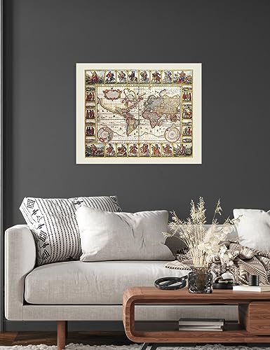 Image of DECORARTS - Large Vintage 1652 World Map Canvas Wall Art by Claes Janszoon Visscher, Antique Historical Map for Wall Decor, Hand-Stretched Giclee Print, Handcrafted in USA, 30x24''