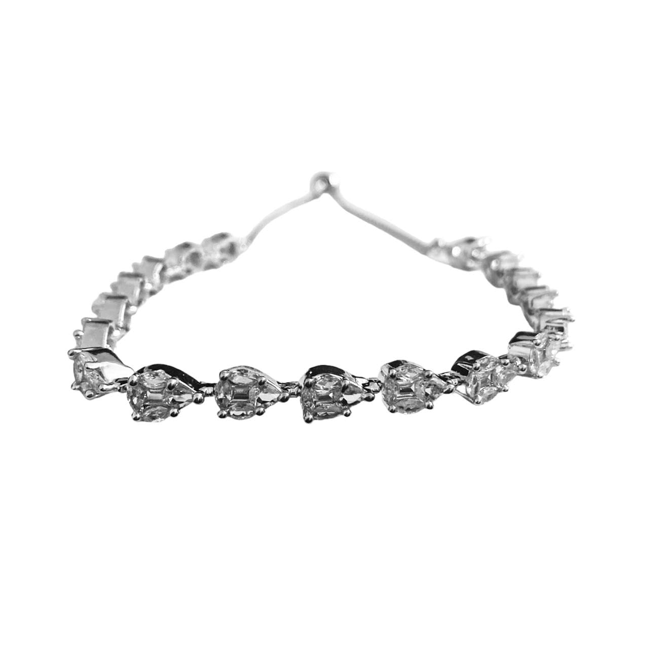 GenericShining Silver Plated With Drop Shaped Crystal Bracelet for Women