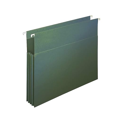 Staples 260828 Hanging File Folders 3-1/2-Inch Expansion LTR Gn 4/Pk