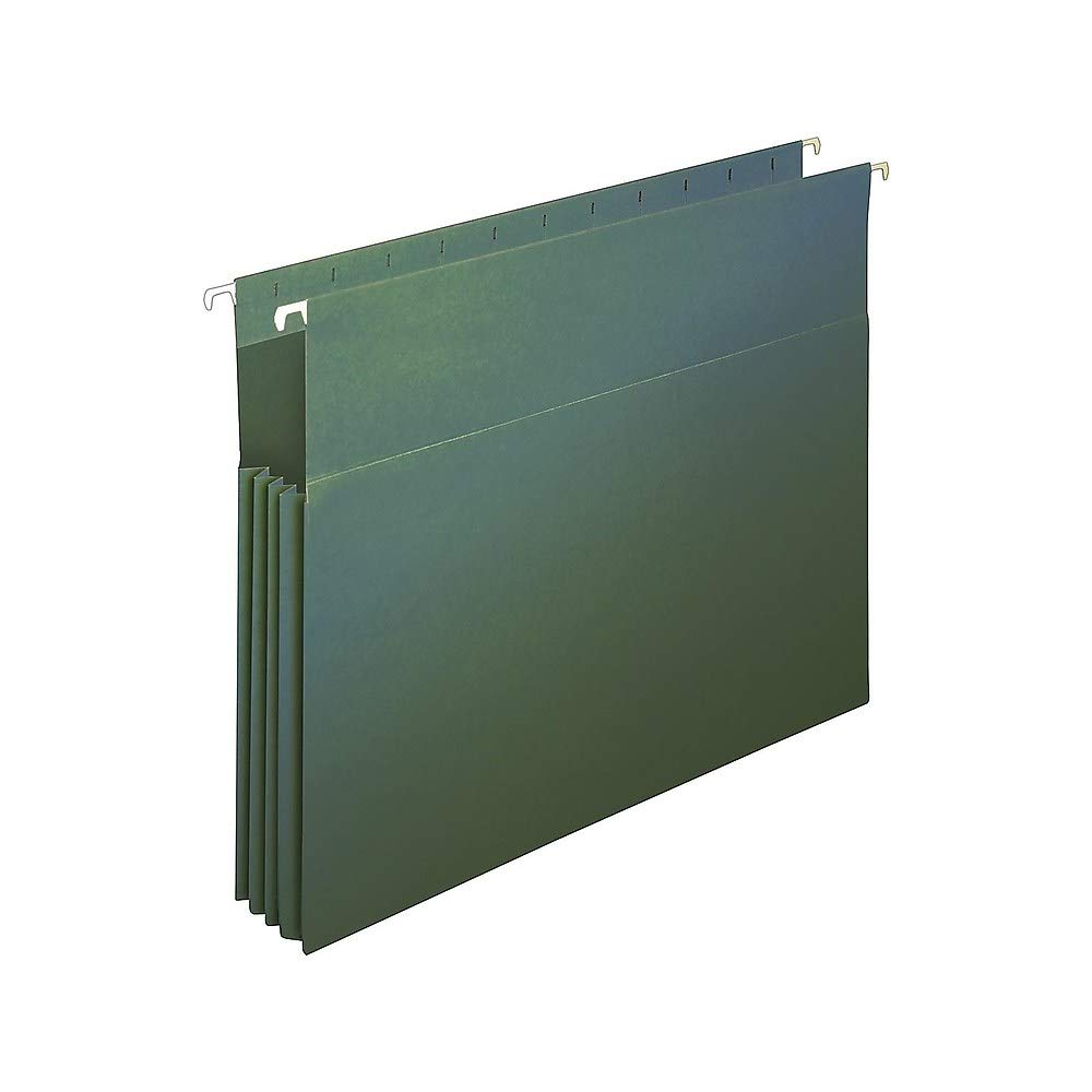 Staples Hanging File Pockets, 3.5" Expansion, Staight Cut, Letter Size, Standard Green, 4/Box