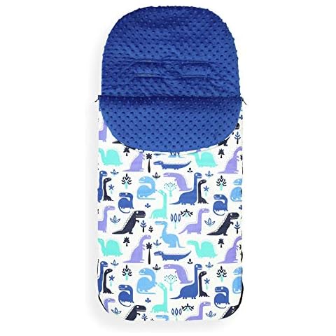 Universal Baby Stroller Cosy Toes Liner Buggy Luxury Padded Footmuff - Cotton (Blue Dino/Royal Blue) Cover