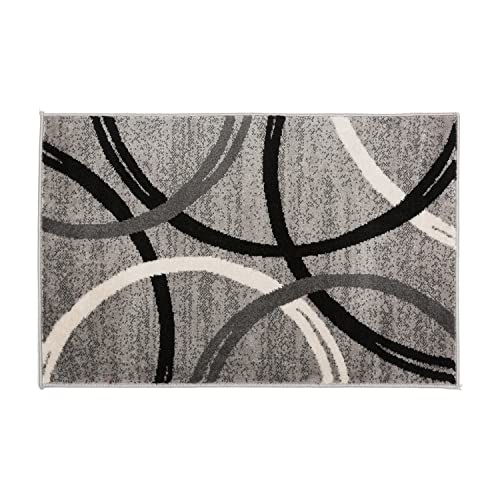 Rugshop Modern Wavy Circles Design Area Rug 2' x 3' Gray