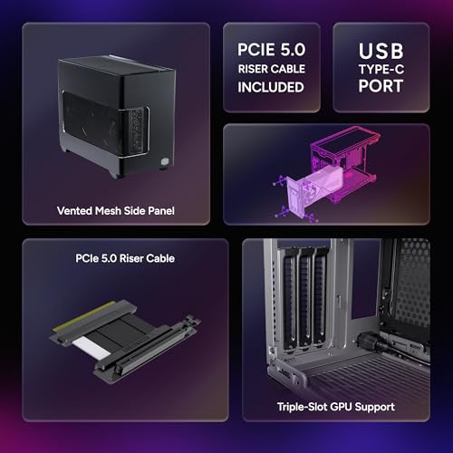 Image of Cooler Master NR200P V3 Mini-ITX PC Case - Top-Mount 280mm Radiator Support, Vertical GPU Mount with Mesh Side Panel & Removable Backplate, PCIe 5.0 Riser Cable Included, Fits 130mm SFX PSUs