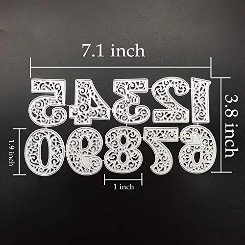 10 Pcs Carbon Steel Embossing Cutting Dies Stencils Scrapbooking 0-9 Lace Number Dies Cuts for Home Decor, DIY Albums, Kids Crafts, New Year/Wedding/Valentine\'s/Present/Greeting Card Making