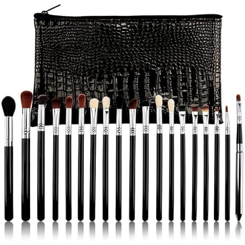 19 PCS Eyeshadow Brushes Eye Brushes Makeup Brushes Set for Concealer Eyebrow Eyeliner Eye Shadow Blending Cosmetics Brushes with PU Leather Carry Traveling Bag Cover