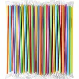 [Individually Wrapped] 100 Pcs Colorful Flexible Plastic Straws, Disposable Bendy Straws, 10.2' Long and 0.23'' Diameter, BPA-Free