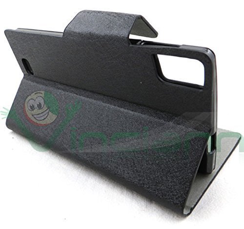 Custodia pelle FLIP LINGUETTA cover STAND Nera per...
