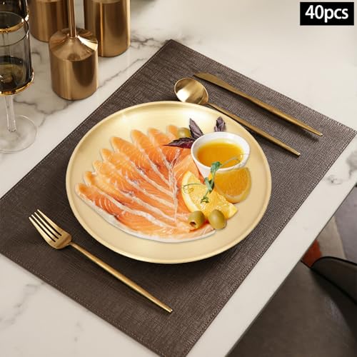 Set de 40 platos cargadores redondos dorados 13 pulgadas miniatura 3