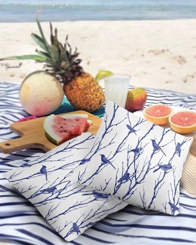 Forest Tree Bird Outdoor Pillow Covers Waterproof,All Weather Cushion Case Set of 2 Decorative Pillowcases for Sofa Couch Bed Decor Patio Furniture 20