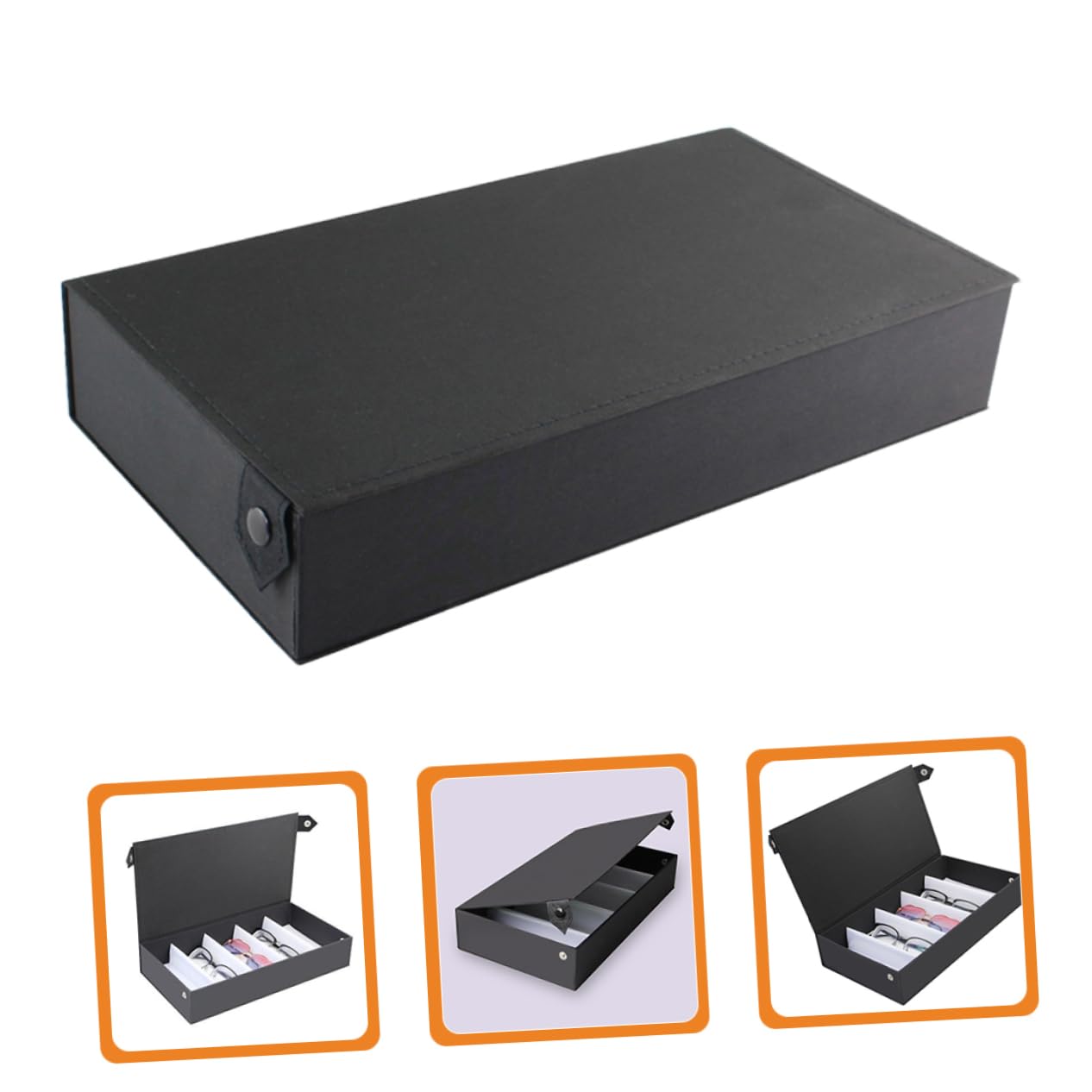 PACKOVE caja de almacenamiento de gafas Poseedor estuches de con esponja embalaje sunglasses organizer relojero organizador hombre organizador de gafas de sol Lentes cuero pu Black