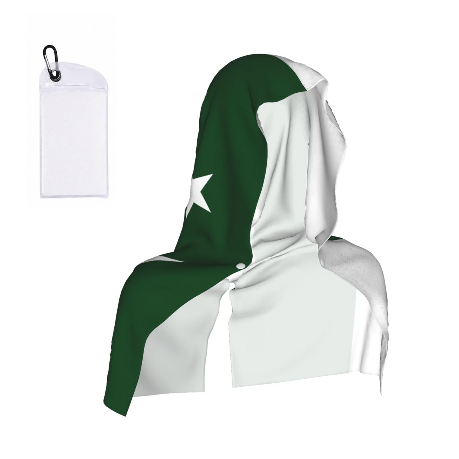 DUWAA Flag Of Pakistan Print Cooling Hooded Sports Towel, 30×60cm Quick Drying Summer Cool Head Wrap For Neck And Face
