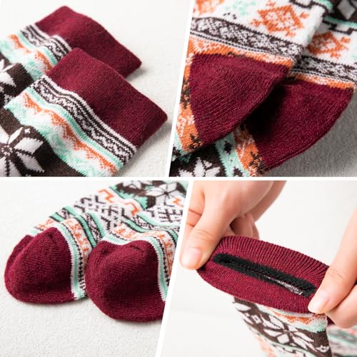 Image of Wool Socks for Women - Womens Wool Socks Winter Sock for men Warm Thick Knit Soft Vintage Casual Crew Sock
