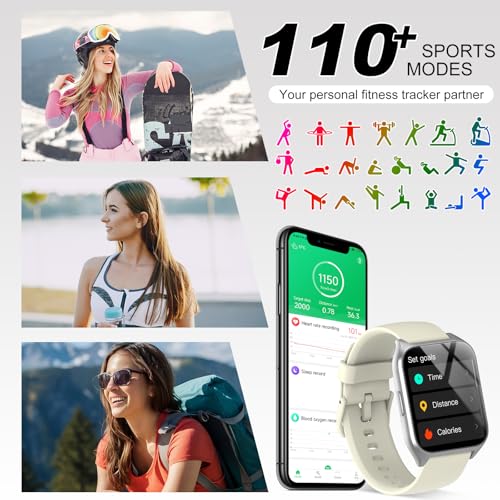 Smart Watch for Men Women, 2025 1.85" Smartwatch Answer/Make Calls, Fitness Watch with Heart Rate/Sleep Monitor/Step Counter, 110+ Sport Modes, IP68 Waterproof Activity Trackers for Android iOS White - Image 6