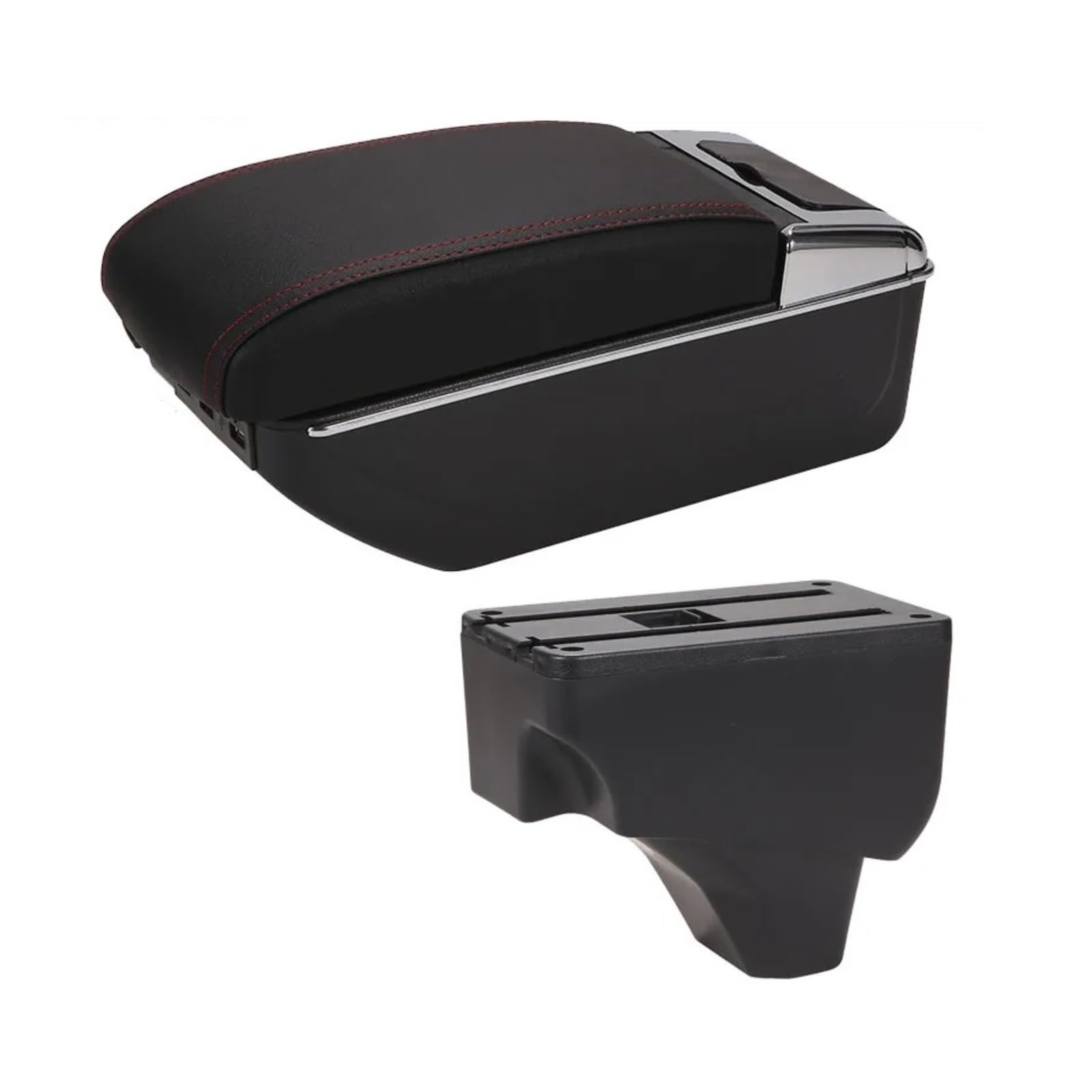Ggwqoops Car Armrests For Peugeot 2008 2019-2024 Armrest Car Box Retrofit Parts Interior Details Storage Accessories Armrest Box(A1 Black red 7USB)
