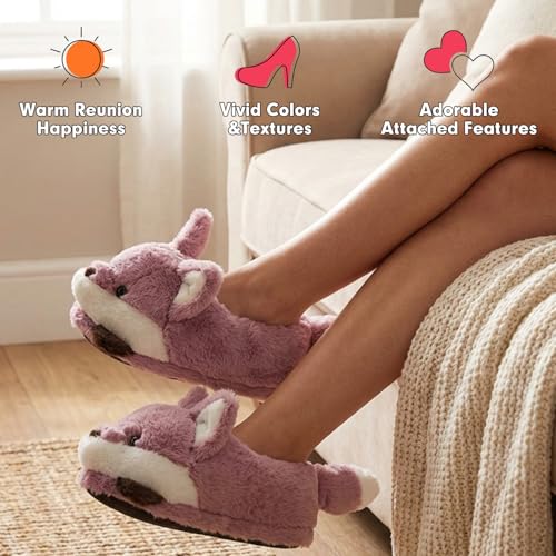 Image of ARELUX Animal Slippers Cotton Adult Unisex, Cute Novelty Raccoon Fox Red Panda Plush House Shoes with Non-Slip Sole, Warm Fuzzy Lining for Indoor Outdoor Cosplay Party Gift