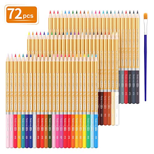 TOPERSUN Lápiz de Color 72 Soluble en Agua en Caja Metálica para Artistas Esbozadores Niños Adultos Regalo Ideal