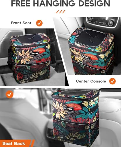 Image of HOTOR Car Trash Can, Leakproof Car Organizer, 2-Gallon, Autumn Leaves