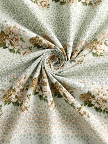 Image of Mafatlal 186 TC Spring Glory 100% Cotton Single Flat Bedsheet | 60 x 90 Inches | Soft & Breathable Floral Printed Bed Linen | Includes 1 Matching Pillow Cover | Meadow Green