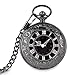 Produktbild Ppzmd Taschenuhr  Vintage Flap Openwork Mechanische Gravur Muster mit Uhr und Geschenkbox Schwarz