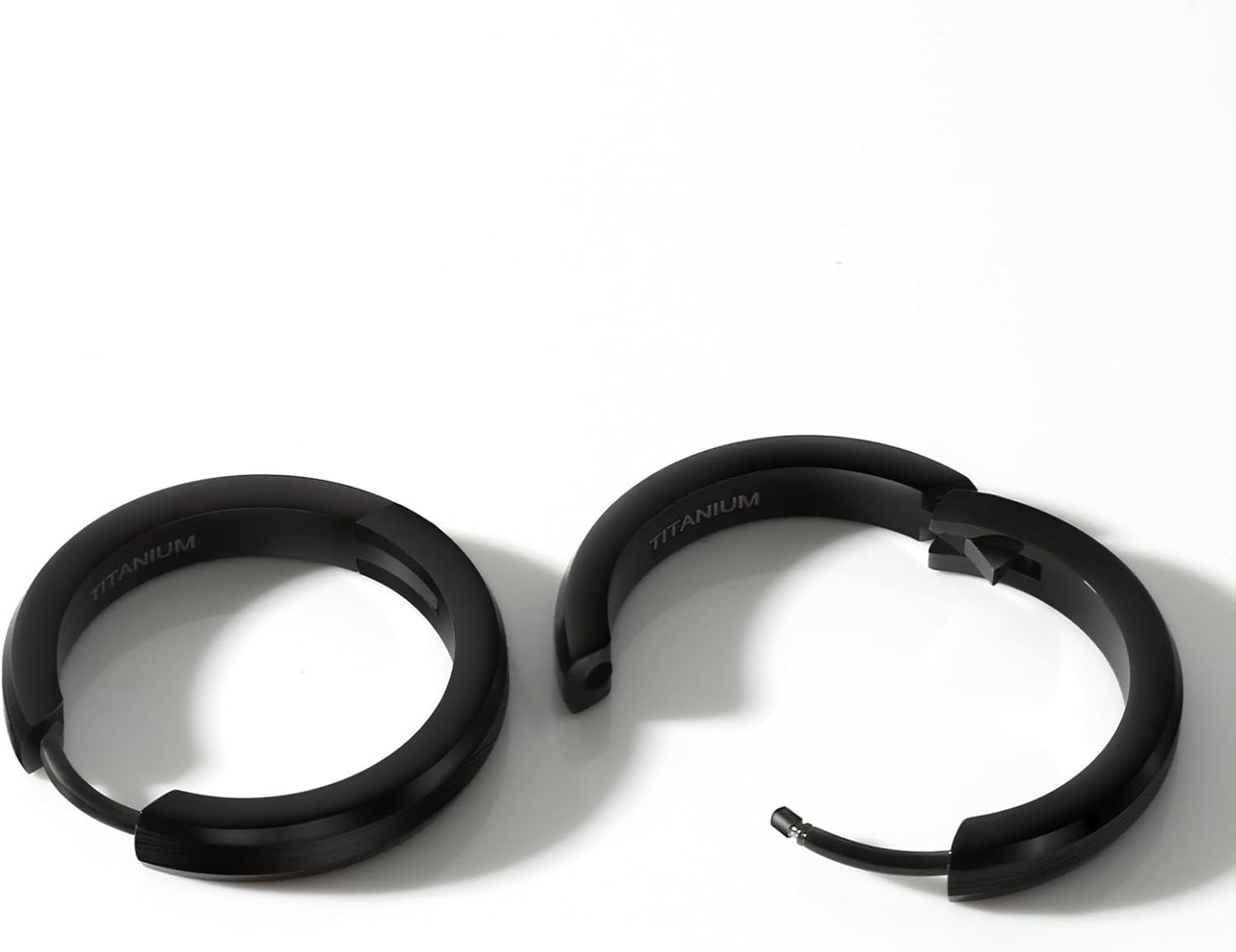 TGNEL Fashion Large Mens Earring Titanium Hoop Earrings for Sensitive Ears Bevel Brushed Silver/Black - Image 5