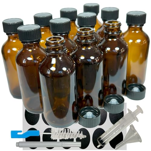 NKK 遮光ガラスボトル 60-50ml (12本セット) 黒色キャップ付き エッセンシャルオイル・アロマオイル・香水保存用 小分けボトル (茶色)