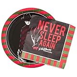 Silver Buffalo A Nightmare on Elm Street Featuring Freddy Krueger Never Sleep Again 32 Pack Partyware Disposable Paper Plates and Napkins