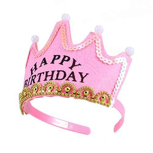 BeSTOYARD boné de festa de aniversário com luzes de LED piscante Happy Birthday Crown Tiaras King Pr