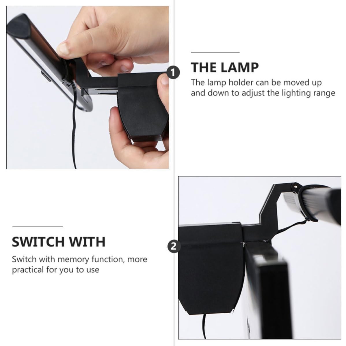 Toyvian Lámpara Colgante LED Temperatura de Color Regulable para Monitor de Computadora Luz Ajustable Aleación de Aluminio y Cable USB para Lectura y Estudio