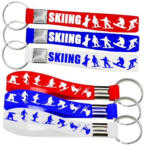 OriniPlay 24PCS Skiing Rubber Keychains Party Favors, Winter Sport Party