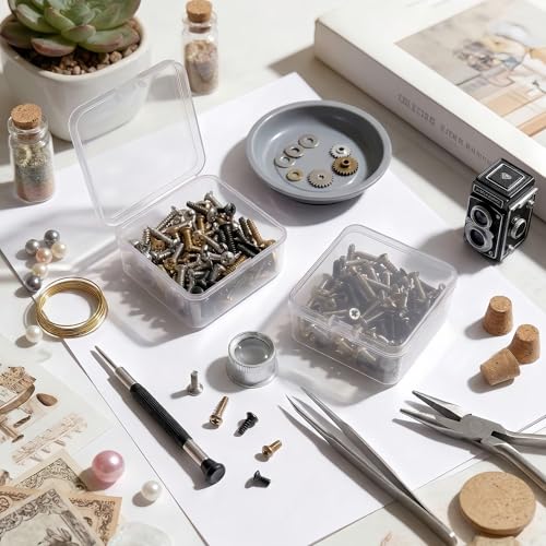 Image of 17 Pack Clear Plastic Storage Boxes with Lids,Beading Storage 3x3x1.4 Inches Square Organizer Containers for Small Parts, Crafts, Jewelry, SMT Components