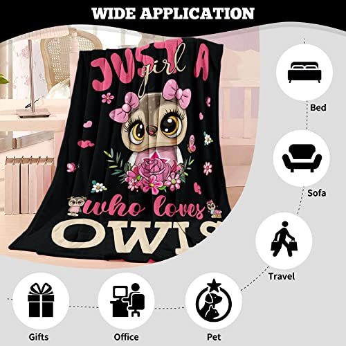 TUTUXMA Just A Girl Who Loves Owls Blanket, Super Soft Warm Cozy Fleece Plush Throw for Teen Girls - Image 3