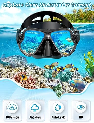 Zenoplige Snorkel Set Adults with Flippers, Snorkel Mask with Adjustable Swim Fins - Image 2