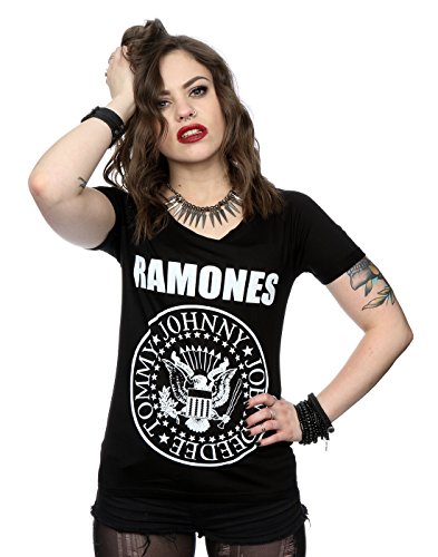 Ramones Damen Presidential Seal Roll-T-Shirt Medium Schwarz