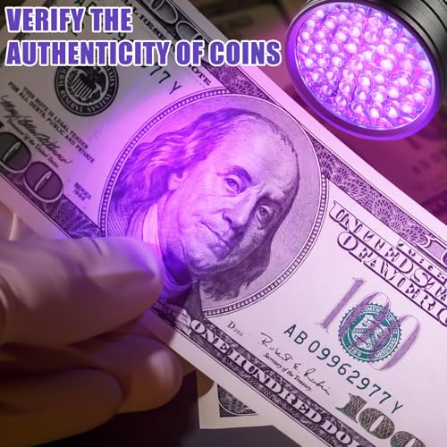 BAIFULAI 2 Stück UV Schwarzlicht Taschenlampe mit 51 LEDs, UV Lampe, Bernstein Detektor, Urin Detektor, Geldscheinprüfer
