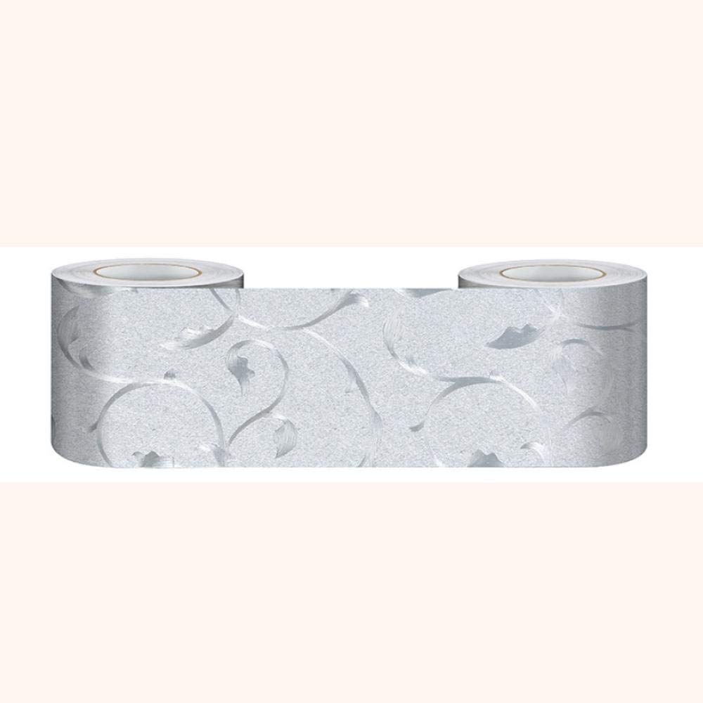 Décoration murale salon et salle de bain avec frise autocollante argent