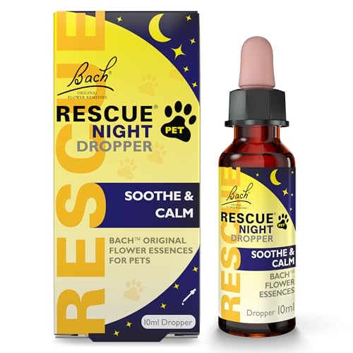 RESCUE Pet Night Dropper (10ml) Separation Sleepless Nights Travel Noise Calming for Dogs Cats & Other Pets Bach Flower Essences Gentle Natural to Promote Relaxation