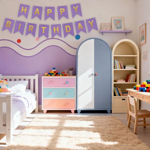Image of ZHENGYE Happy Birthday Banner Purple Birthday Decoration Sign Birthday Party Decorations Supplies