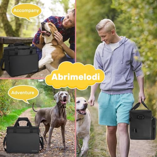 Abrimelodi Hunde-Reisetasche, von Fluggesellschaften zugelassen, Hundetasche mit 2 faltbaren Hundenäpfen und einem Leckerlibeutel, grau