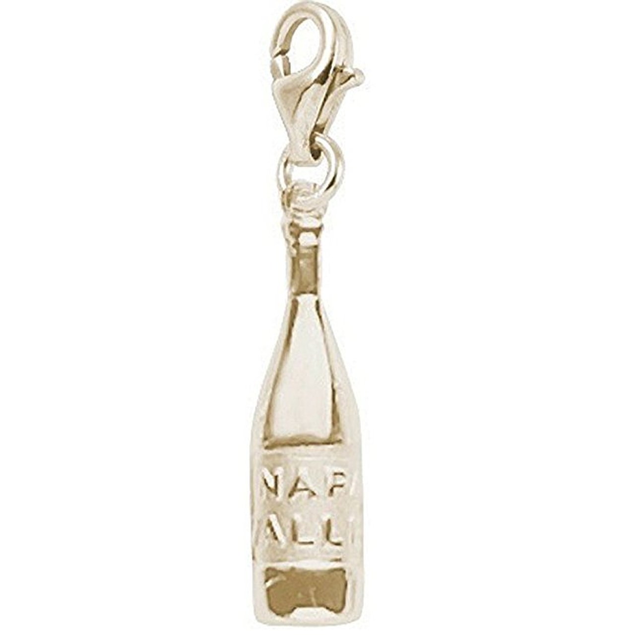 10k Yellow Gold Napa Valley Wine Bottle Charm With Lobster Claw Clasp, Charms for Bracelets and Necklaces