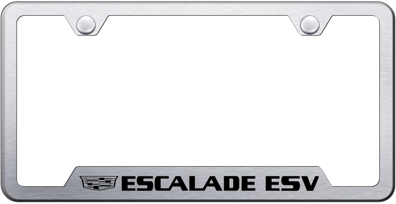 Au-TOMOTIVE GOLD Laser Etched Logo Cut-Out License Plate Frame for Cadilac Escalade ESV (Chrome)