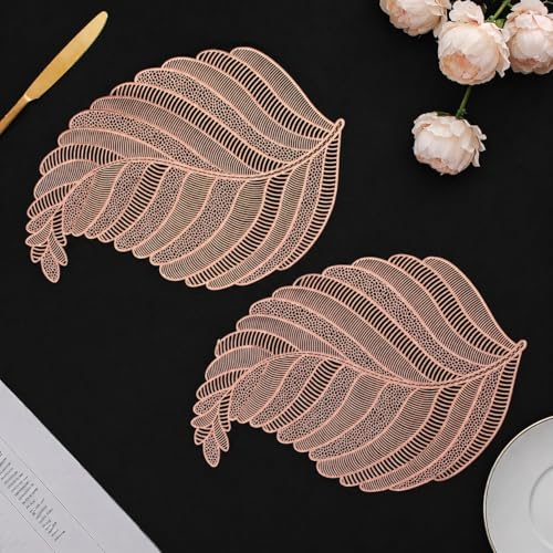 Image of Dakshya Industries Set of 2 PVC Waterproof Table Placemats (45x30 cm) - Heat Resistant, Washable Dining Mats (Copper)