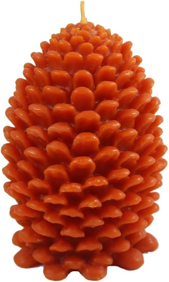 Candlestock Handmade Unscented Beeswax Pinecone Candle Pairs - Multiple Sizes & Colors (Large, Burnt Orange)