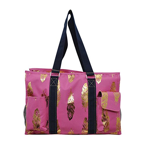 NGIL All Purpose Organizer Medium Utility Tote Bag 2018 Spring Collection (Gold Feather Pink)
