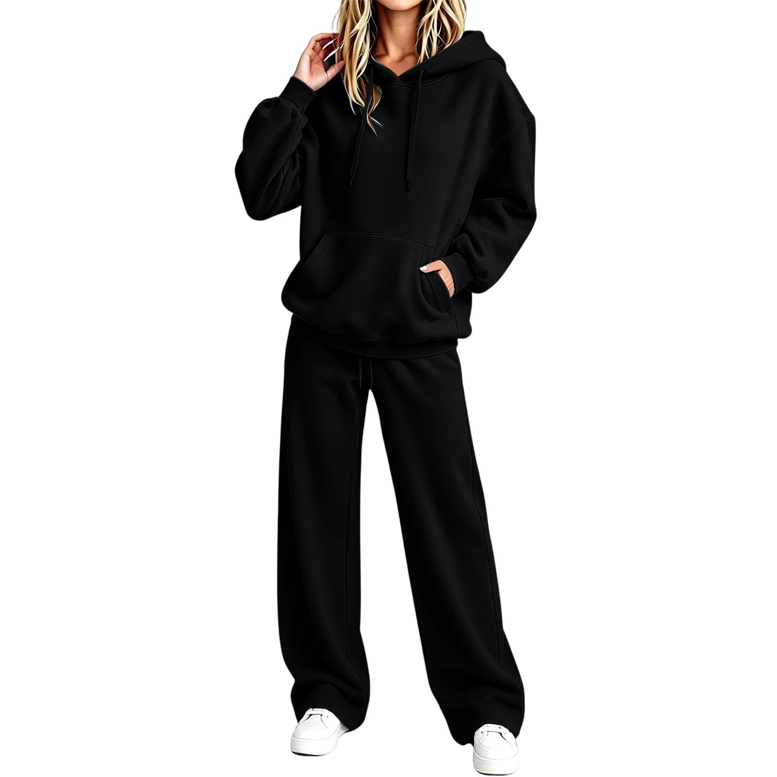 Completo Donna Invernale Tute 2 Pezzi In Pile Completi Elegante Casual