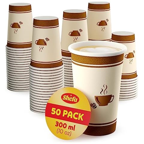 Shefa 10oz Paper Cups for Hot and Cold Drinks Cover