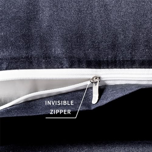Image of 2 Pack Microfiber Queen Zipper Pillowcases, Soft Comfortable Not Shrink Navy Blue Pillow Case, Breathable Pillow Cases Set of 2 (20x30 Inches)