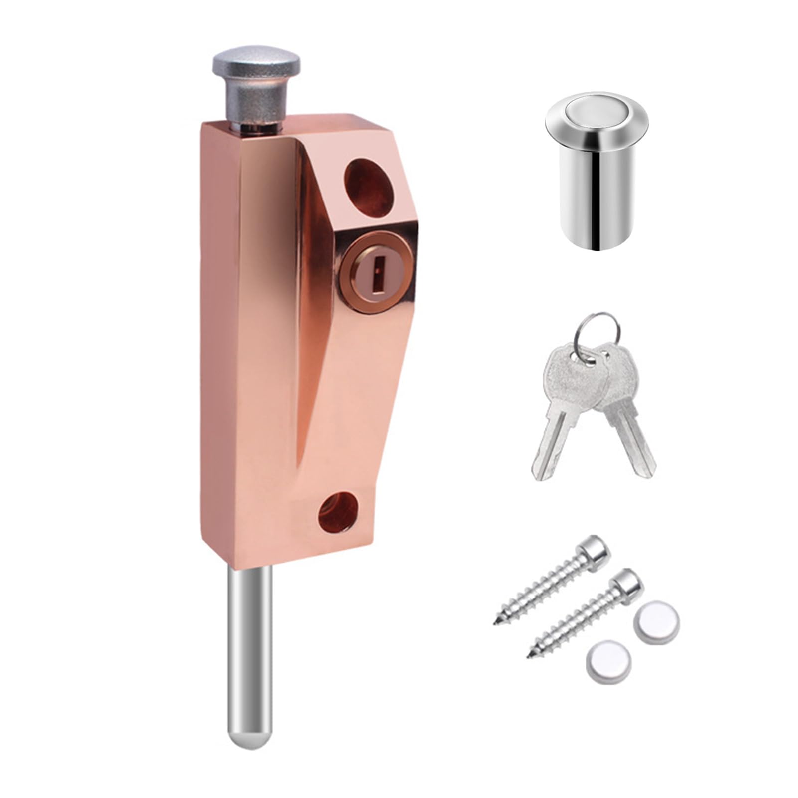 Tertioi Rose Gold Wood Door Spring Floor Sliding Latch Anti-Theft Glass Door Home Hardware Sliding Latch