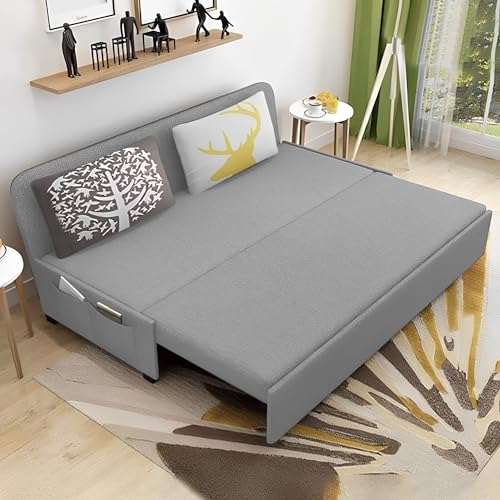 Image of Divano 3 Seater Sofa Cum Bed for Living Room (Grey) Premium Fabric Sofa