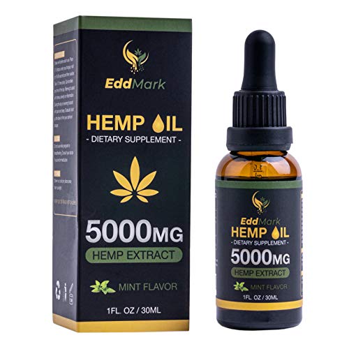 Hemp Oil Natural Dietary Supplement for Pain Relief and Anxiety-5000mg Hemp Oil Extract with Mint Flavor –30Ml All-Natural Organic Hemp Drops