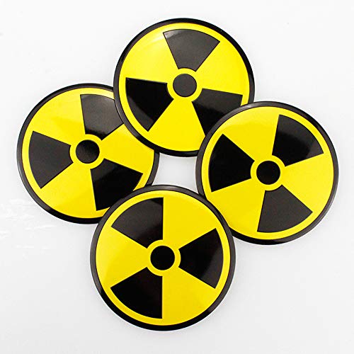 INCART Radiation Logo Car Wheel Hub Centre Cover Stickers Original Car Tire Pack Mark Sticker Paster with Radiation Precaution Sign Radiation Warning Logo Î¦5.6cm 4Pcs/Set